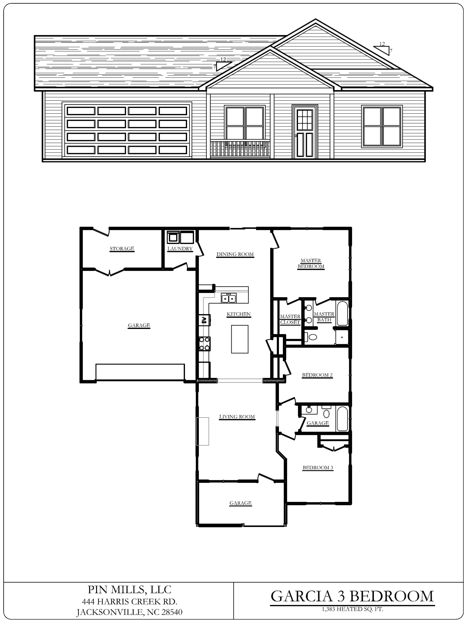 flooplan blueprints for the Southwest Plantation Garcia 3-Bedroom home