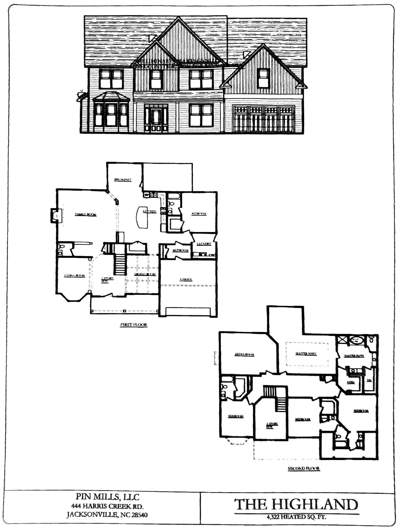 flooplan blueprints for the Southwest Plantation Highland home